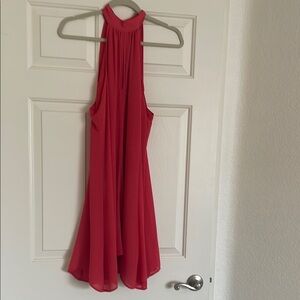 Tildon Red Pleated Halter Sundress